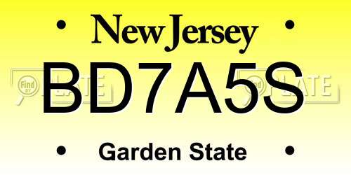 BD7A5S New Jersey License Plate