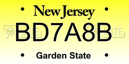 BD7A8B New Jersey License Plate