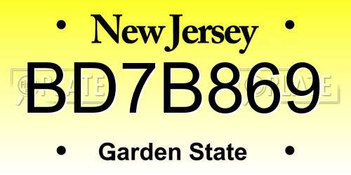 BD7B869 New Jersey License Plate