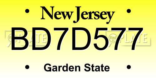 BD7D577 New Jersey License Plate
