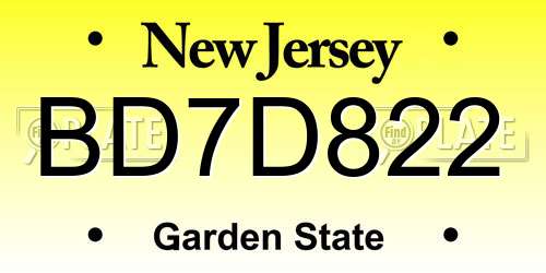 BD7D822 New Jersey License Plate
