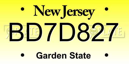 BD7D827 New Jersey License Plate