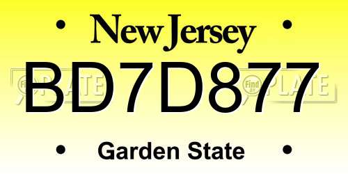 BD7D877 New Jersey License Plate