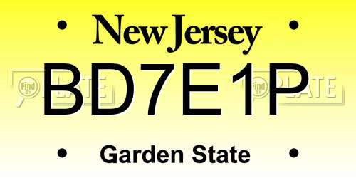 BD7E1P New Jersey License Plate