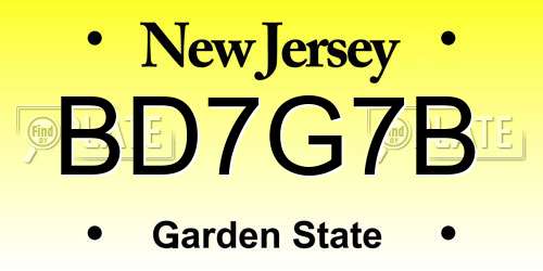 BD7G7B New Jersey License Plate