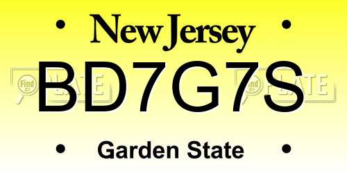 BD7G7S New Jersey License Plate