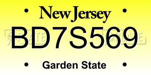 BD7S569 New Jersey License Plate