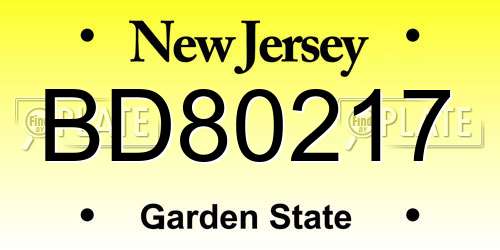 BD80217 New Jersey License Plate