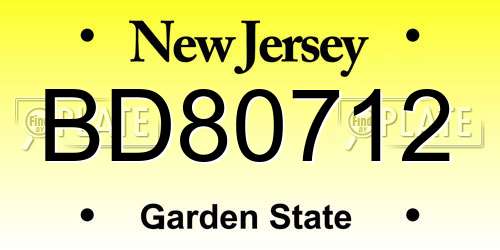 BD80712 New Jersey License Plate
