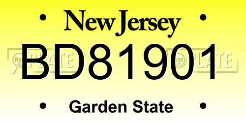 BD81901 New Jersey License Plate