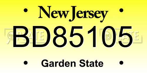 BD85105 New Jersey License Plate