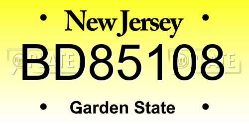 BD85108 New Jersey License Plate