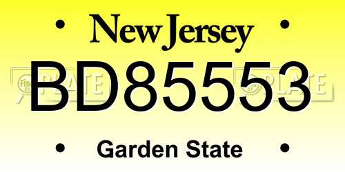BD85553 New Jersey License Plate