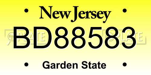 BD88583 New Jersey License Plate