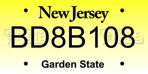 BD8B108 New Jersey License Plate
