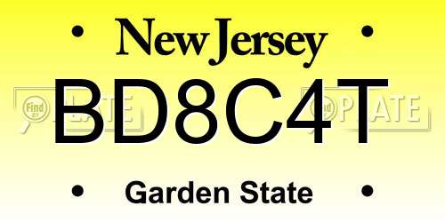 BD8C4T New Jersey License Plate