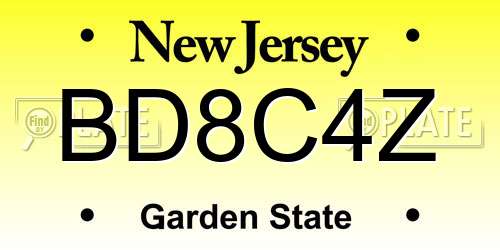 BD8C4Z New Jersey License Plate