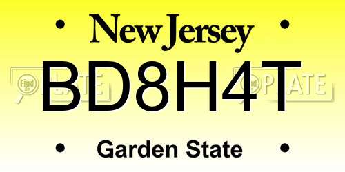 BD8H4T New Jersey License Plate
