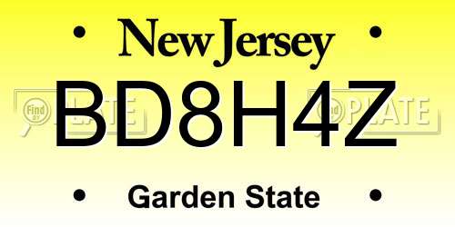 BD8H4Z New Jersey License Plate