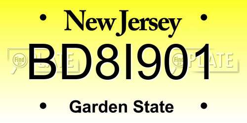 BD8I901 New Jersey License Plate