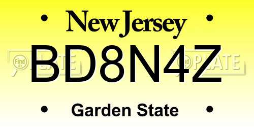 BD8N4Z New Jersey License Plate