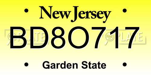 BD8O717 New Jersey License Plate