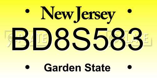 BD8S583 New Jersey License Plate