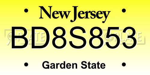 BD8S853 New Jersey License Plate