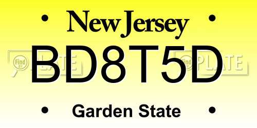 BD8T5D New Jersey License Plate