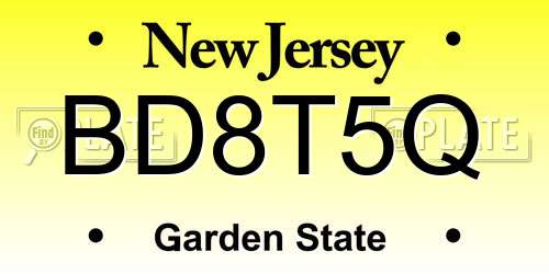 BD8T5Q New Jersey License Plate