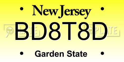 BD8T8D New Jersey License Plate