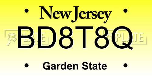 BD8T8Q New Jersey License Plate