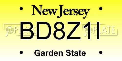 BD8Z1I New Jersey License Plate