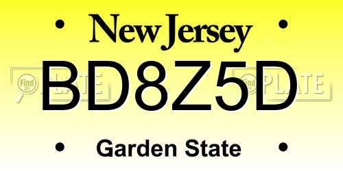 BD8Z5D New Jersey License Plate