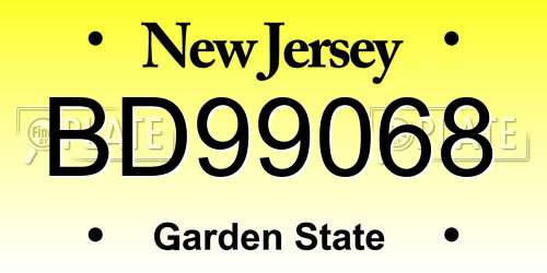 BD99068 New Jersey License Plate