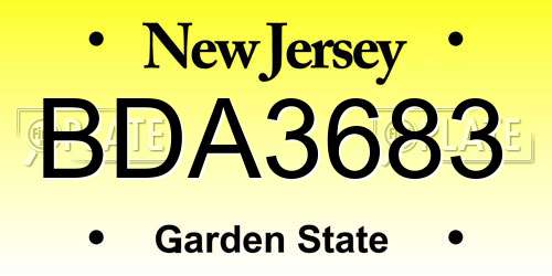 BDA3683 New Jersey License Plate