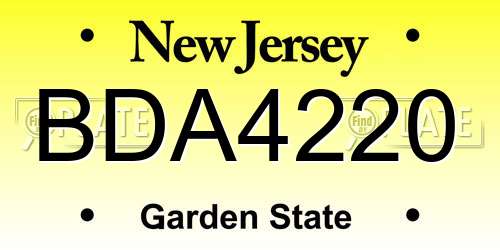 BDA4220 New Jersey License Plate