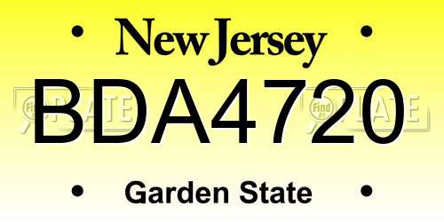BDA4720 New Jersey License Plate