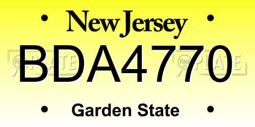 BDA4770 New Jersey License Plate