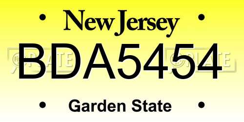 BDA5454 New Jersey License Plate
