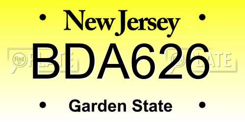 BDA626 New Jersey License Plate