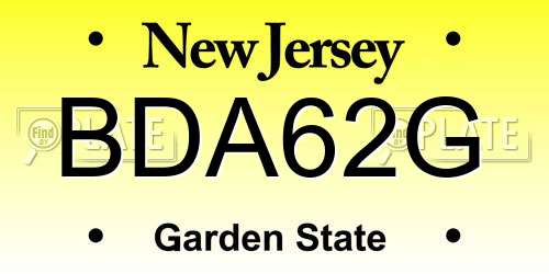 BDA62G New Jersey License Plate