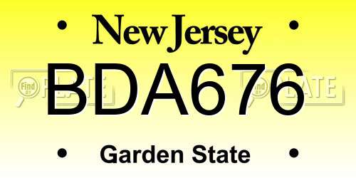 BDA676 New Jersey License Plate
