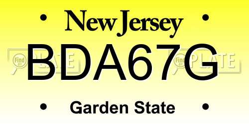 BDA67G New Jersey License Plate