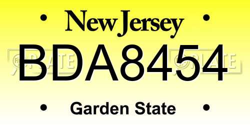 BDA8454 New Jersey License Plate