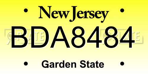 BDA8484 New Jersey License Plate
