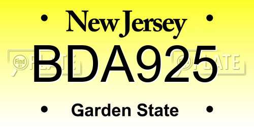 BDA925 New Jersey License Plate