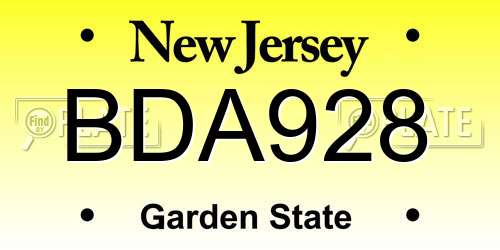 BDA928 New Jersey License Plate