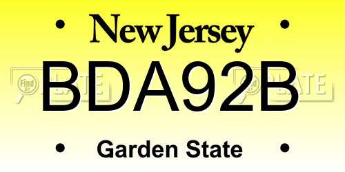 BDA92B New Jersey License Plate
