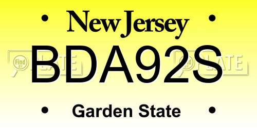 BDA92S New Jersey License Plate